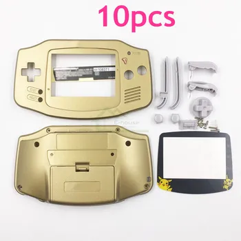 

10pcs Gold Color Shell Housing for Gameboy Advance for GBA Shell Cover Case replacement with Plastic Screen Len and Buttons