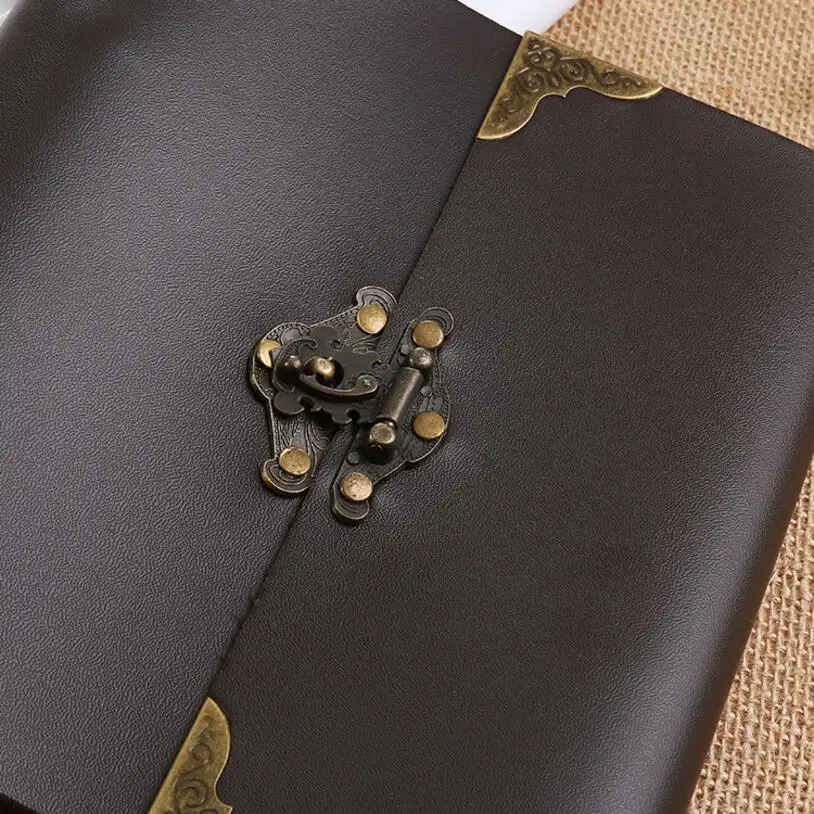Leather lock Wedding Guest Book/black scrapbook album gift set/400gsm  leather photo album book baby