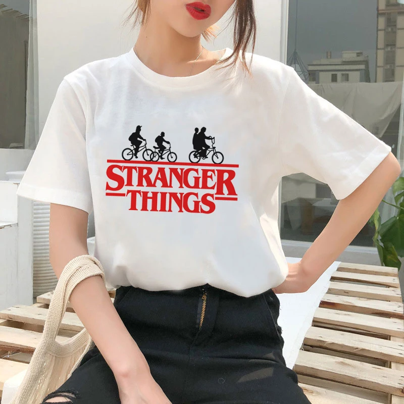 

Stranger Things Printed T Shirt Vintage Style Harajuku Graphic Tees Women White Shirt Kawaii Print Tshirt Fashion Top Female
