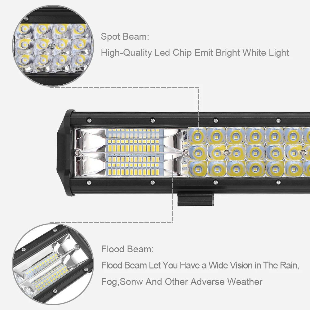 2" 26" 2" 32 дюйма 3 ряда 12 В 24 В светодиодный бар для лодочного грузовика 4WD ATV UTV SUV 4x4 внедорожный рабочий светильник комбинированный луч Янтарный светильник для вождения s