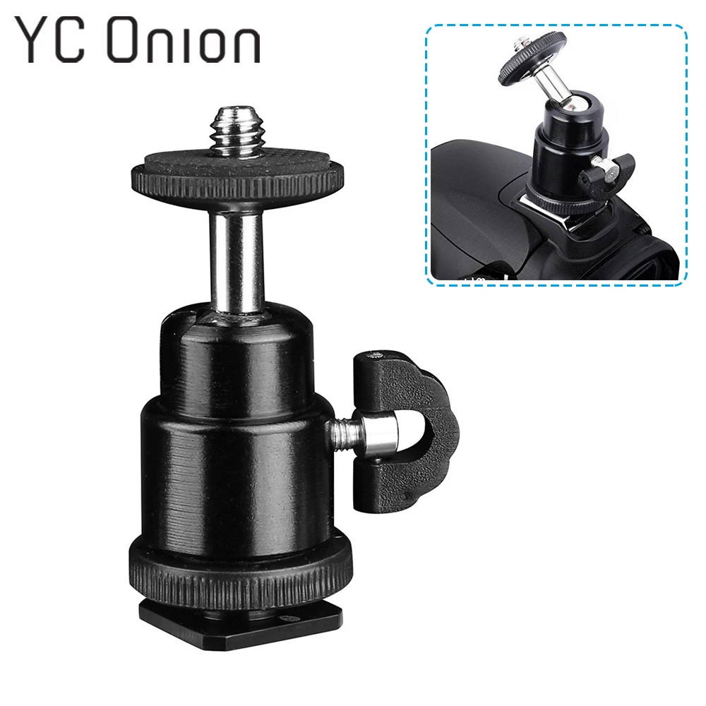 

Universal 360 Degree Rotating Mini Ball Head Ballhead Tripod Hot Shoe Adapter to 1/4 Screw Mount for DSLR Camera Accessories