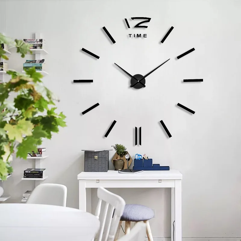 Горячее новое поступление кварцевые часы модные часы 3D настоящие большие настенные часы с зеркальной наклейкой DIY Декор для гостиной