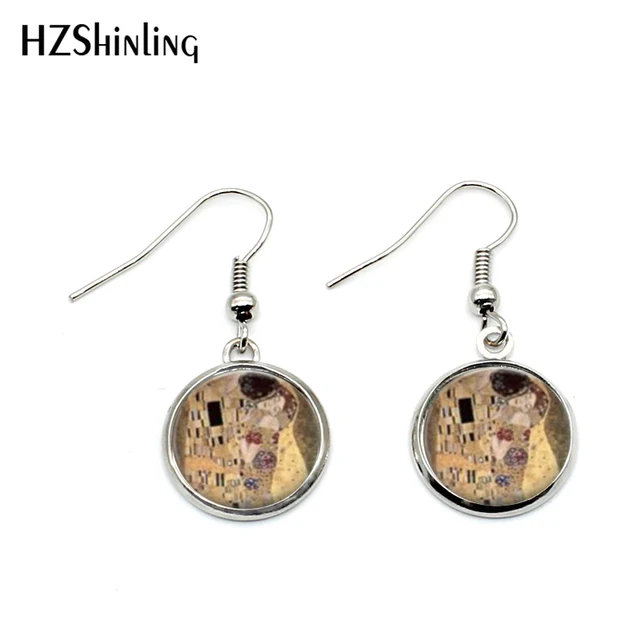 Nhe 0011 Dangle Earrings Gustav Klimt The Kiss Earring Gl Art Nhe 0011 Dangle Earrings Gustav Klimt The Kiss Earring Gl Art Picture Charm Handcrafted Mother