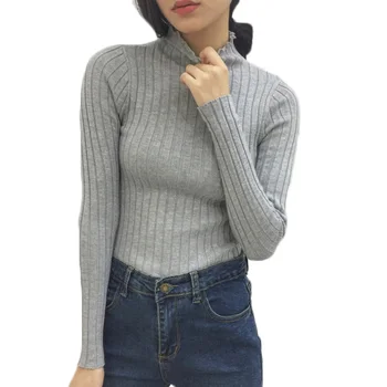 

Women Striped Turtleneck Pullovers Sweater Autumn Winter Ladies Slim Tops Crochet Womens Knitwear 2017 Sweaters outfit