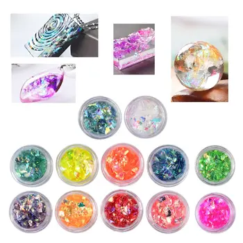

12 box/set Manicure Shell Cellophane Colorful Candy Aurora Papers Hard Epoxy Filling Nail Polish Adhesive Decorative Dotted Hand