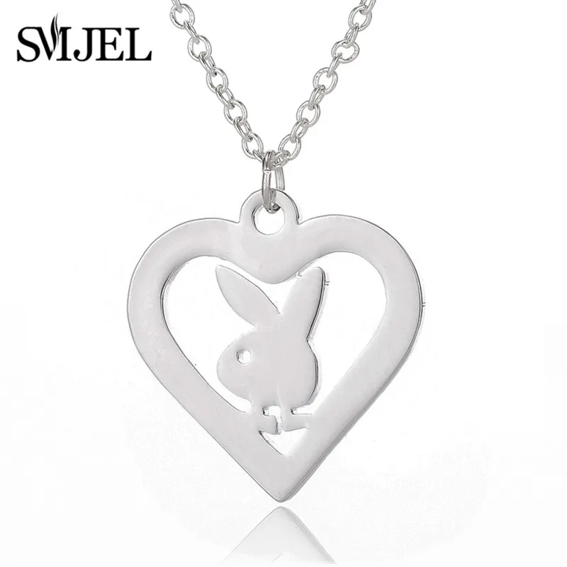Ожерелье из нержавеющей стали SMJEL Little Bunny модное ожерелье с кулоном в виде сердца