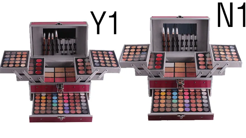 Kits de Maquiagem Batom em pó Conjunto com Caixa de Maquiagem Profissional Shimmer Fosco Glitter Sombra Maquiagem Conjunto Caixa Blush Cosméticos Ferramenta 3 Cheap Sombra de olho