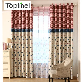 

Top Finel Star & Stripe Blackout Curtains for Living Room Bedroom Kids Room Chinese Cheap Window Curtains Drapes Home Decoration