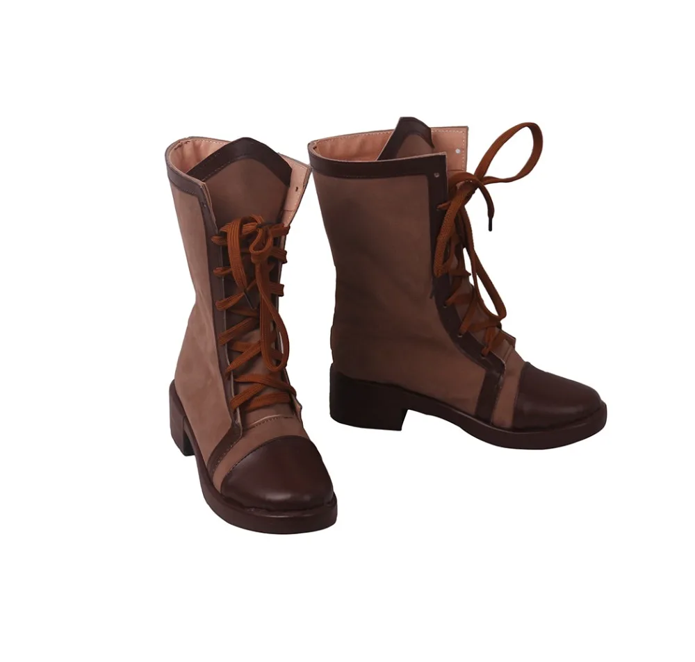 Sengoku Night Blood Yuziki Cosplay Boots Brown Shoes Custom Made Any Size for Unisex (2)