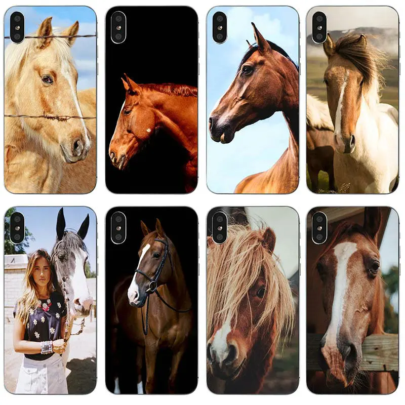 Soft TPU Silicone Mobile Phone Cases Cover for iPhone X XR XS Max 8 7 6 6S Plus 5 5S SE 5C 4S Shell Hot Running Brown Horse | Мобильные