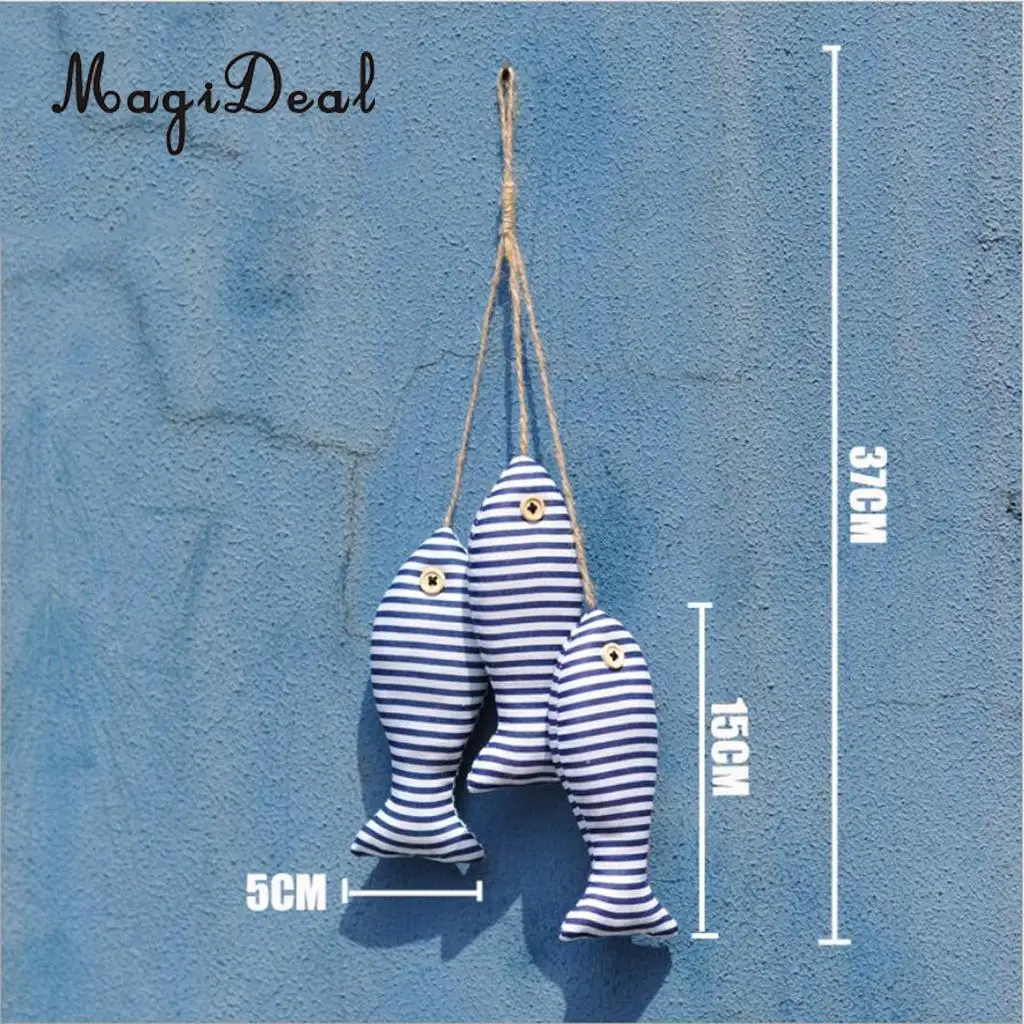 6x Mediterranean Style Hanging Cotton Fish for Seaside Lodge Home Party Restaurant Decoration
