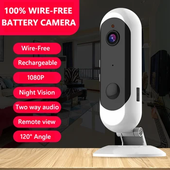

Wireless Powered Battery Camera Home Security 1080P Mini IP Camera WiFi Night Vision Camera Rechargeable PIR/Audio/Alarm