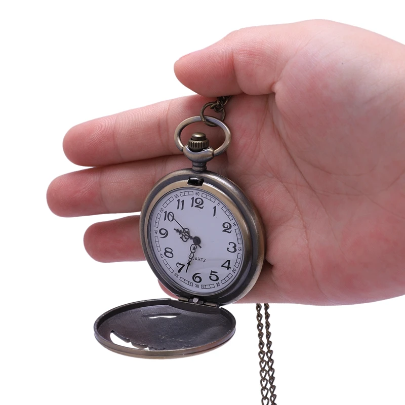 Винтажные очаровательные резные поезд часы Openable полые Кварцевые наручные часы в классическом стиле ожерелье унисекс кулон цепи часы