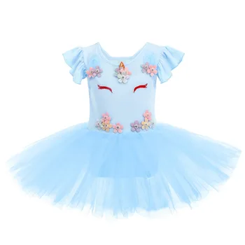 

2019 New Cute Child Kids Unicorn Style Ballet Dress for Girls Flower Tutu Tulle Dress Ballet Dance Wear Princess Dance Dresses