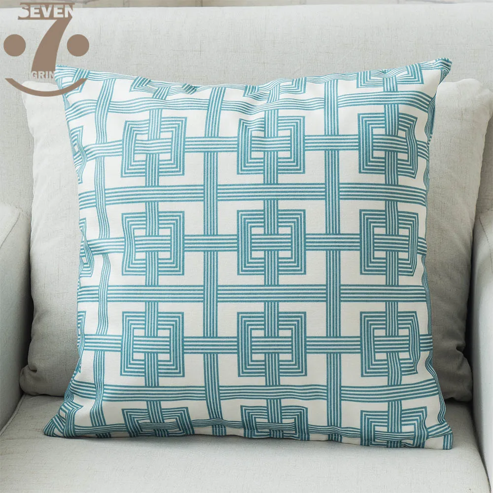 

Free Shipping Cute Blue Color Geometric Pattern 43x43cm Square Thick Microfiber Pillow Cover