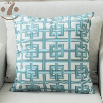 

Free Shipping Cute Blue Color Geometric Pattern 43x43cm Square Thick Microfiber Pillow Cover