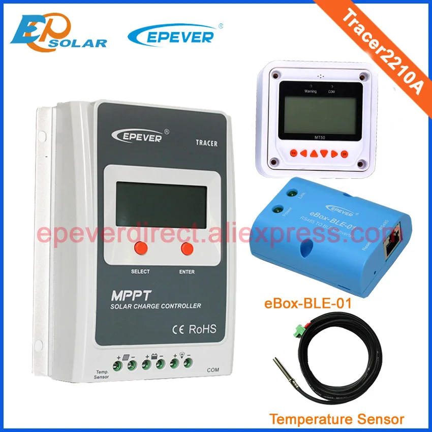 Factory Price MPPT solar regulator 20A Tracer2210A lcd display with BLE function sensor and two different colors MT50 two color choices mt50 solar regulator 20a mppt tracer2210a with ble and sensor for 12v 24v auto work