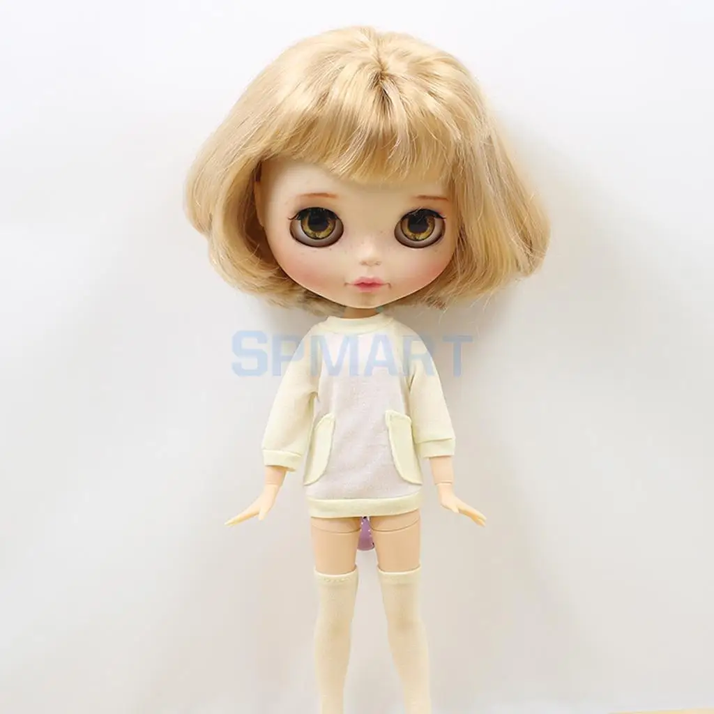 Long Sleeve Dress and Socks Set for  AZONE, Licca Doll 1/6 Scale Blythe Doll Outfit Clothes 28cm Dolls' Accessories Girls Gifts