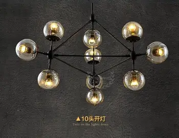 

3,5,10 head dining room decoration LED modo Chandelier living room dha lights glass globe light AC90-265V free shipping
