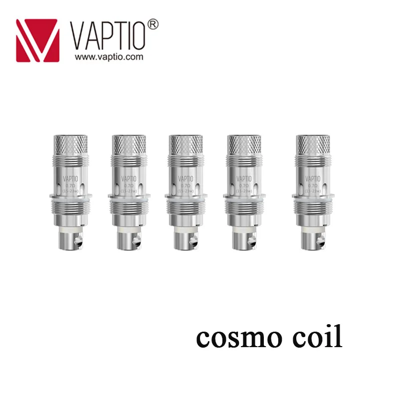 5pc Original vaptio cosmo coil fittd cosmo kit with 1.6ohm (MTL) / 0.7ohm (DL) Resistance and 10-23W 5pc Original vaptio cosmo coil fittd cosmo kit with 1.6ohm (MTL) / 0.7ohm (DL) Resistance and 10-23W