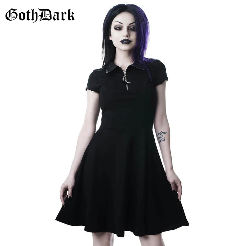 Goth Dark Grunge Aesthetic Vintage Pleated Evenging Party Dresses