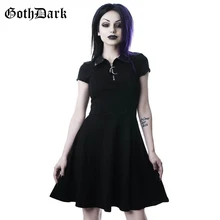 Goth Dark Grunge Aesthetic Vintage Pleated Evenging Party Dresses Gothic Elegant Solid Zipper Dress Patchwork Ruffle Vestidos