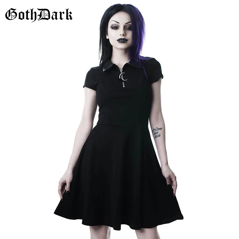 Ceny Goth ciemny Grunge estetyczne w stylu Vintage plisowane Evenging Party sukienki gotycka eleganckie jednolity, na zamek sukienka Patchwork wzburzyć Vestidos