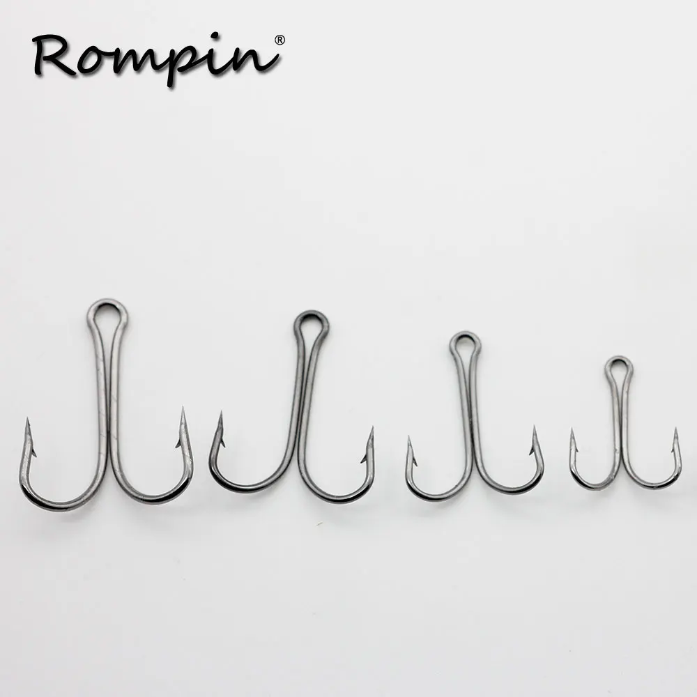 Rompin 50 шт./лот 9908, двойные рыболовные крючки, маленькие, для завязывания мушек, двойной рыболовный крючок для джига, Размер 1, 2, 4, 6, 8