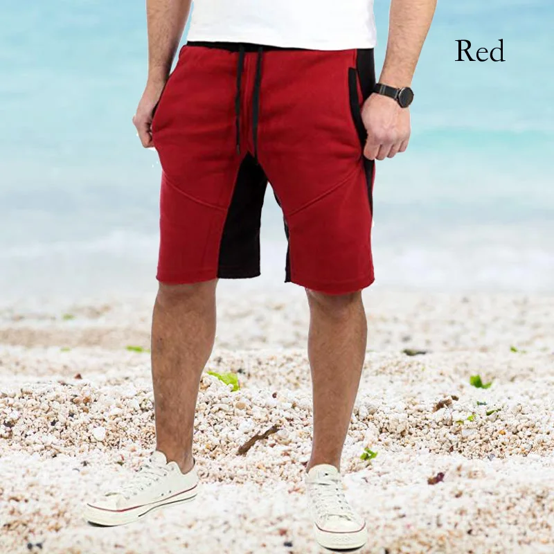 Для мужчин летние активные соответствующие эластичный Лоскутная тренажерный зал фитнес повседневные шорты свободные пляжные шорты