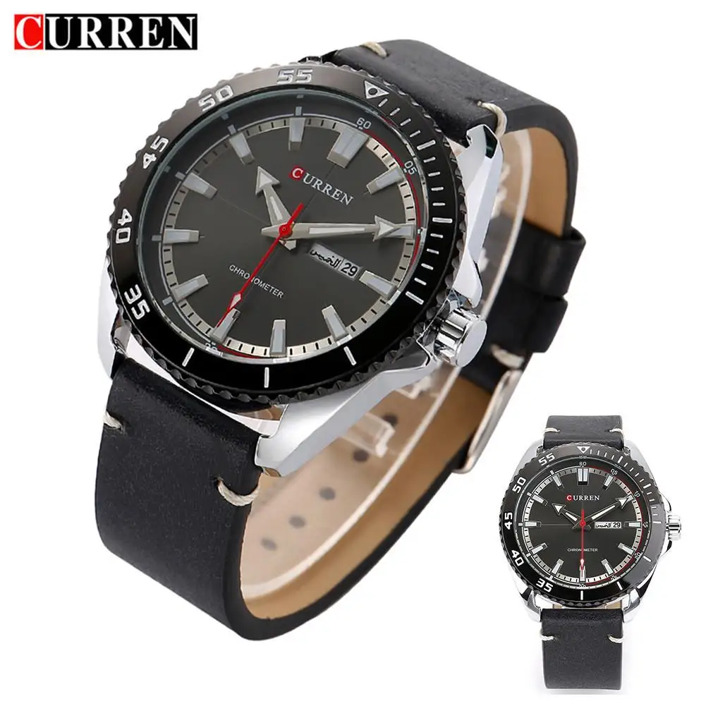 

2018 new CURREN 8272 Top Brand Luxury watch men date display Fashion Leather Quartz Wrist Watches relogio masculino