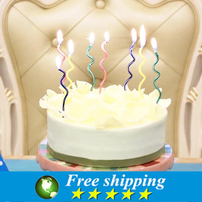 

2set=16pcs High Quality Creative color curve birthday cake candles Spiral candle,Free shipping. christmas candle candle jars