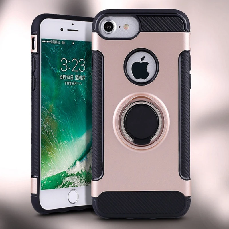 Для iPhone 7 плюс 8 Plus Металл палец кольцо Kickstand покрытие автомобиля магнитная
