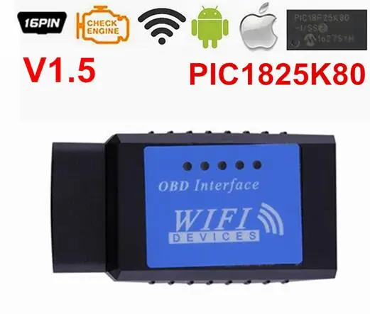 Новое поступление ELM327 wifi V1.5 OBD2 автоматический считыватель кодов Wi-Fi соединение ELM327 поддерживает iOS Телефон PIC18F25K8 OBD2 диагностический сканер - Цвет: ELM327 WIFI Blue