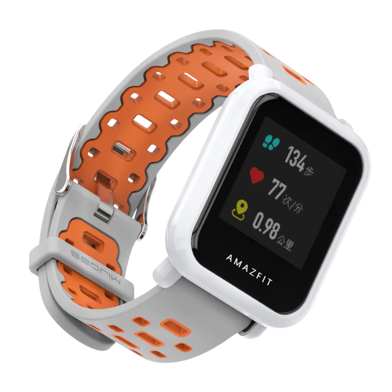 20 мм спортивный силиконовый ремешок защитный для Xiaomi Huami Amazfit Bip BIT Lite Band защитный браслет чехол Крышка Аксессуары