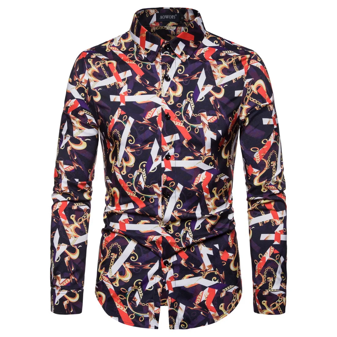 

YS056 New Fashion Men's Clothing Spring&Autumn Casual Joker Youth Printing Shirt