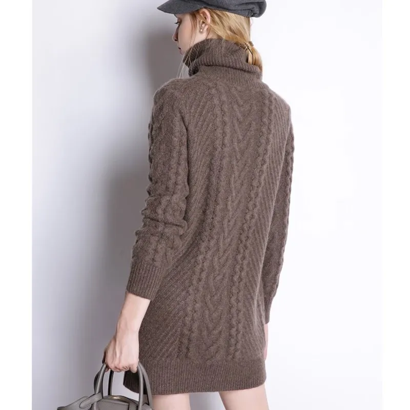 GejasAinyu sweaters fashion 2018 women turtleneck sweater Long sweater dress Loose knitting Pullover womens sweaters winter tops Sweaters