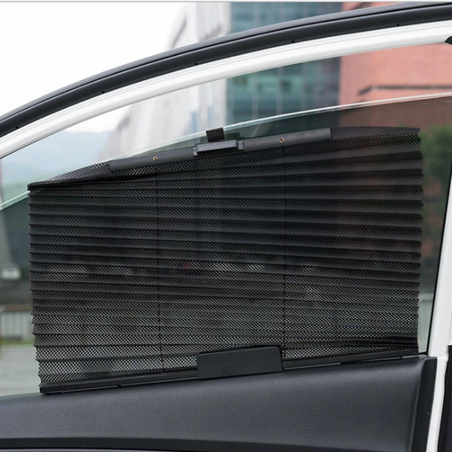

Gfoloza 1Pcs Car Curtain Retractable Breathable Automobile Auto Side Window Blinds Sunshade Cover Black Gray Beige