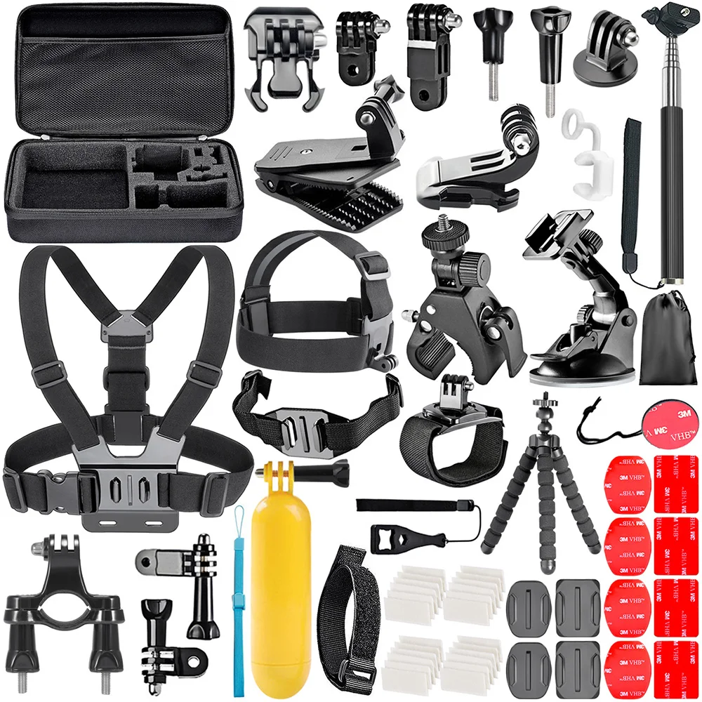 

Gopro 7 Accessories kit 58in1 for xiaom yi 4k for gopro hero 7 6 5 4 3 kit mount for SJ5000 Eken / SOOCOO Yi Sports Camera Set