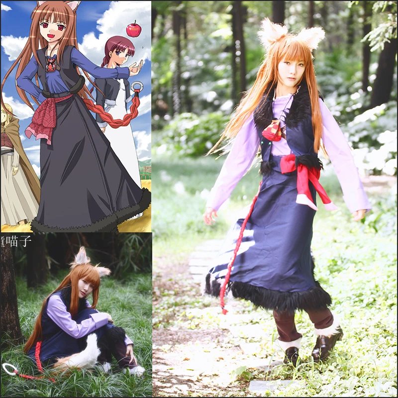 Anime Baharat ve Kurt Horo Cosplay Kostüm Suit Karikatür Kızlar için Holo Cosplay Giysi Üniforma/Lolita Noel Rol Oynayan