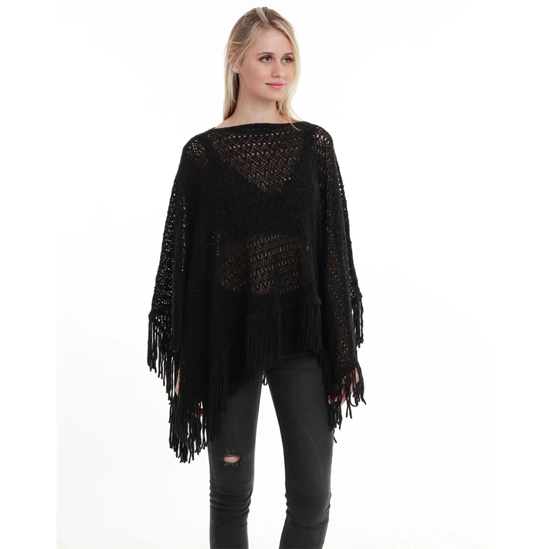New Autumn Fashion Woman Poncho Hollow Tassel Loose Sweater For Women Pullover plus size Thin Sweater Loose Shawl New Autumn Fashion Woman Poncho Hollow Tassel Loose Sweater For Women Pullover plus size Thin Sweater Loose Shawl