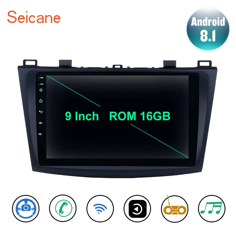 

Seicane for MAZDA 3 2009 2010 2011 2012 Android 8.1 9 Inch Rom 16GB Car GPS Navigation Radio Multimedia Player support TPMS 3G