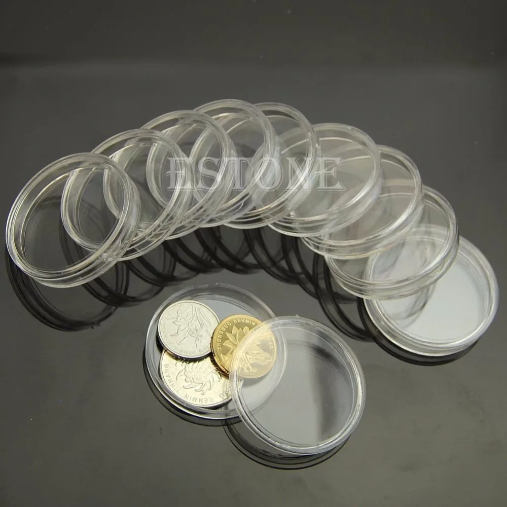 

New 10PCS lucency Applied Cases Coin Storage Capsules Holder Round Plastic 37mm