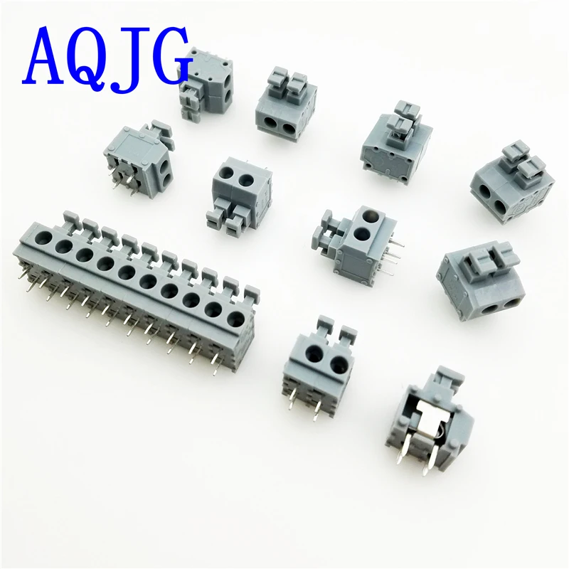 

100Pcs KF235 5.0mm Pitch Straight PCB Board Screwless Spring Terminal Blocks 2P 3P 4/5/6/7/8-12pin Positions Terminal connector