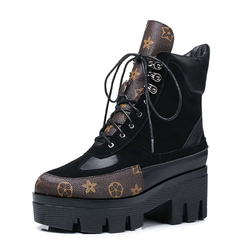 

Brand design cow suede genuine leather big size 42 martin boots woman leisure fashion runway show women shoes boots