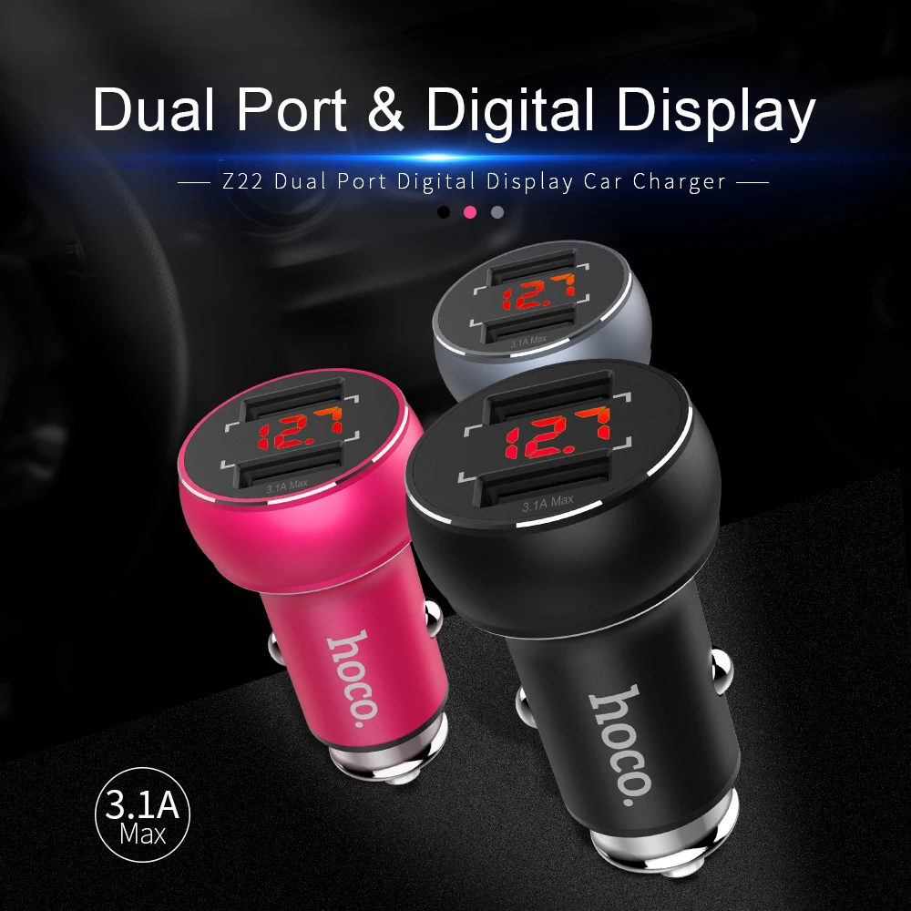 HOCO شاشة ديجيتال الذكية شاحن سيارة للجوال هاتف لوحي GPS 3.1A LED سريع شاحن سيارة-شاحن المزدوج USB سيارة الهاتف شاحن HOCO شاشة ديجيتال الذكية شاحن سيارة للجوال هاتف لوحي GPS 3.1A LED سريع شاحن سيارة-شاحن المزدوج USB سيارة الهاتف شاحن