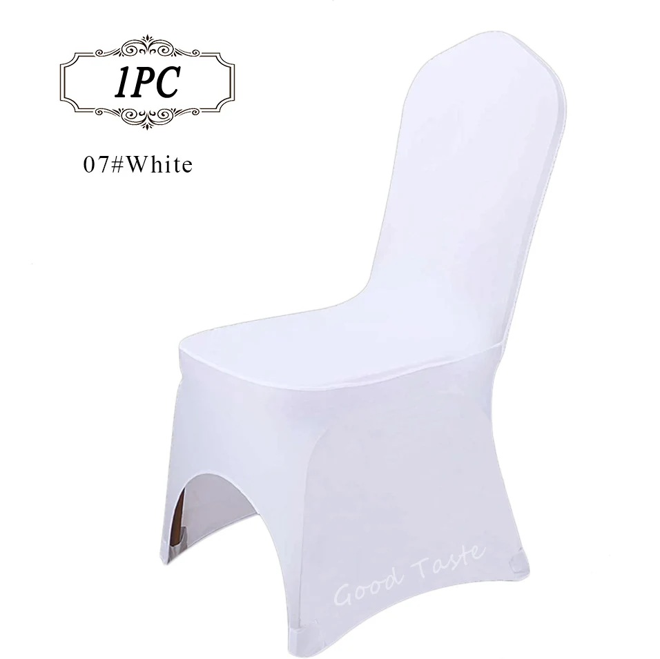

Hot Sale 1PC/Lot Universal Polyester White Lycra Spandex Chair Covers for Weddings Hotel Decor Party Accessories Event Supply