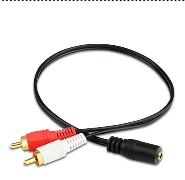 Gold plated 3 5mm Stereo Audio Female Mini Jack to 2 RCA Male Socket to Headphone 3 5 Y Adapter copper wire Cable Universal