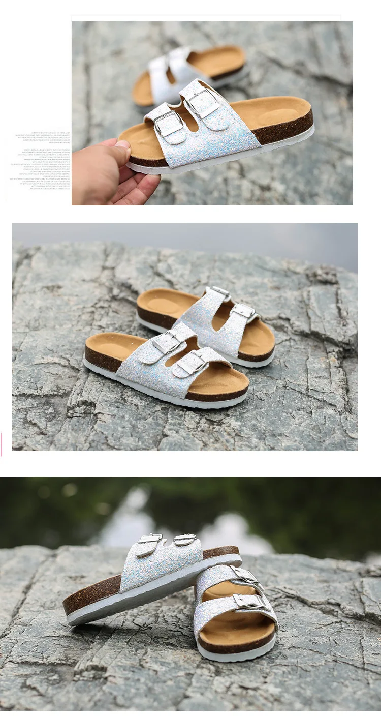Г. новые летние тапочки для мальчиков, Детские пробковые сандалии уличные Нескользящие мягкие кожаные пляжные туфли для девочек модные детские сандалии