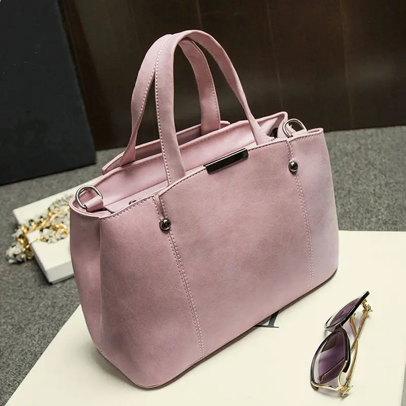 Hot Sale Nubuck Leather Women Top-Handle Bags Candy Color Women Shoulder Bag Rivet Women Bags