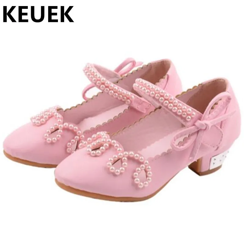 

NEW Fashion Low-heeled Children Shoes Girls princess Leather Shoes Dance Beading Bowtie high quality Shoes Kids Flats 03